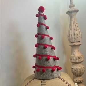 Gray and Red Pom-Pom Cone Tree